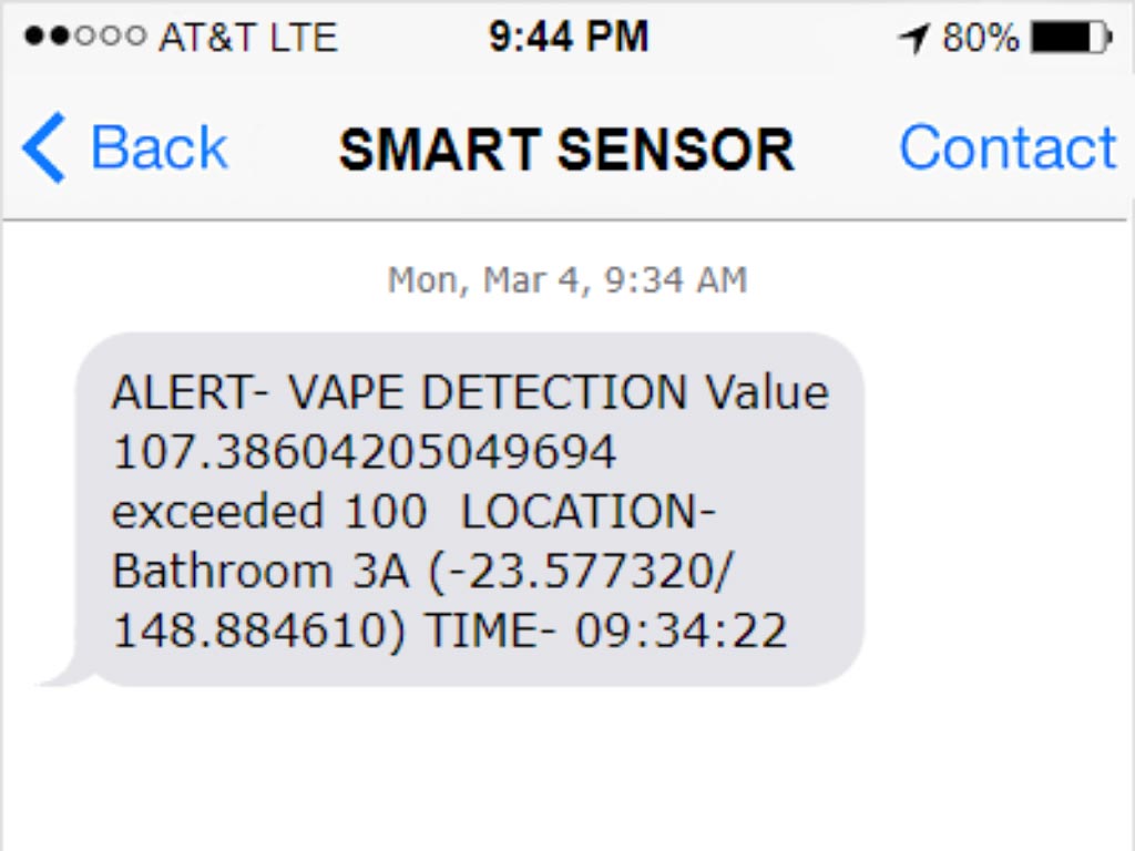 Text Message Alert Vape Detection