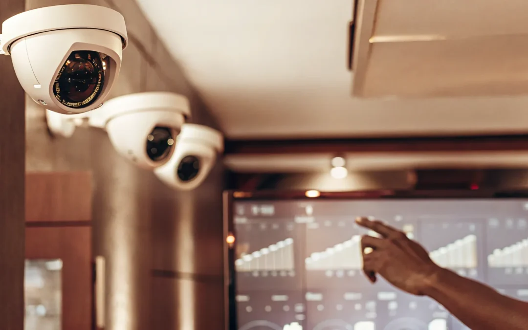 Retail video analytics dashboard displaying security footage.
