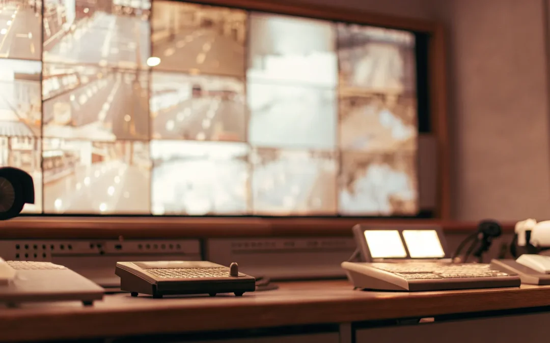 Commercial security system monitors and equipment.