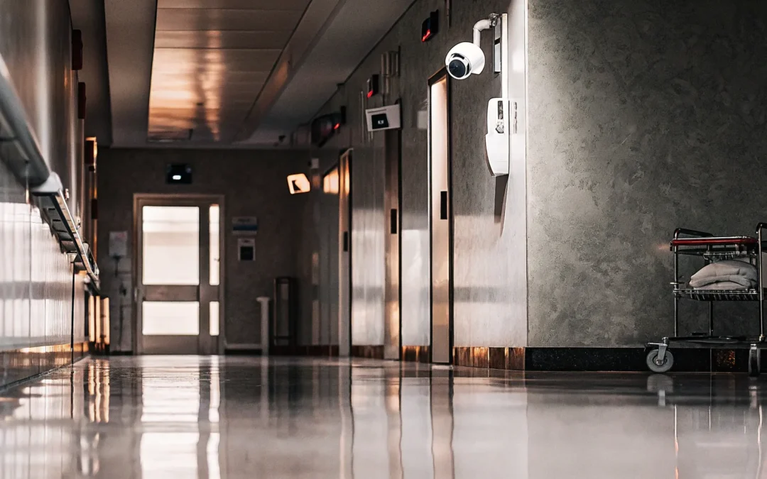 Secure healthcare system with camera and medical cart.