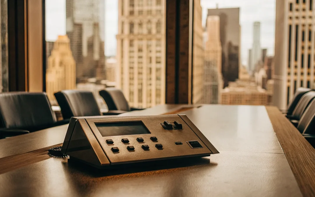 Integrated security system control panel in modern office.