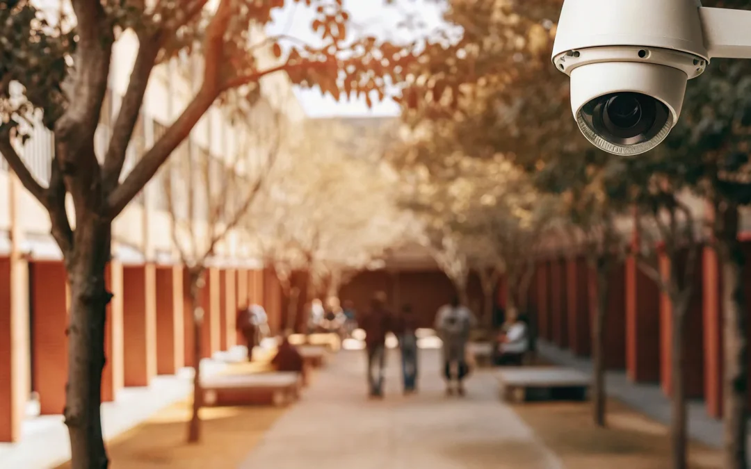 Integrated school security system with camera monitoring.