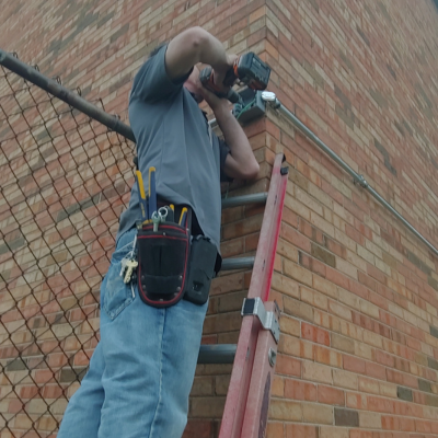 Exterior Surveillance Camera Installation Corner Mount for School Exterior Surveillance Camera Installation Corner Mount for School