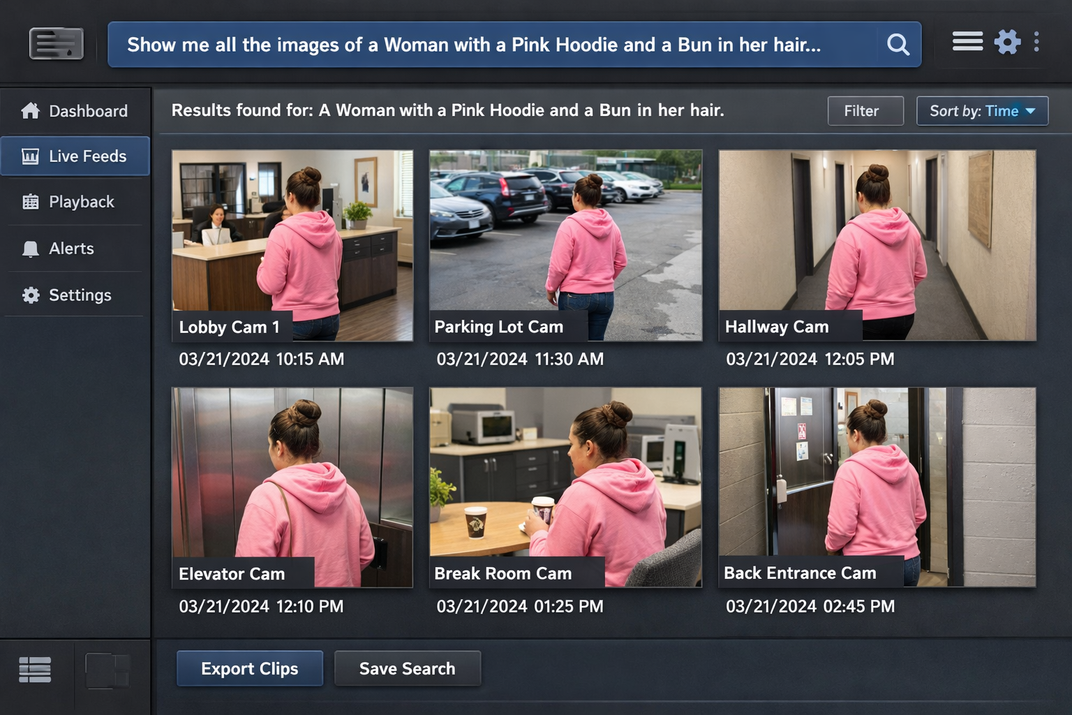 AI Video Surveillance Natural Language Search Pink Hoodie