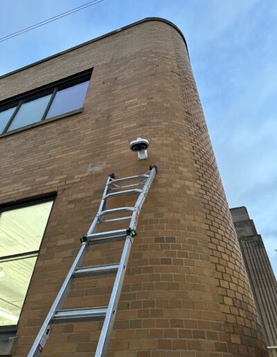 Chicago Commercial Security Systems 15 Exterior security cameras mounted on commercial building in Chicago, Illinois