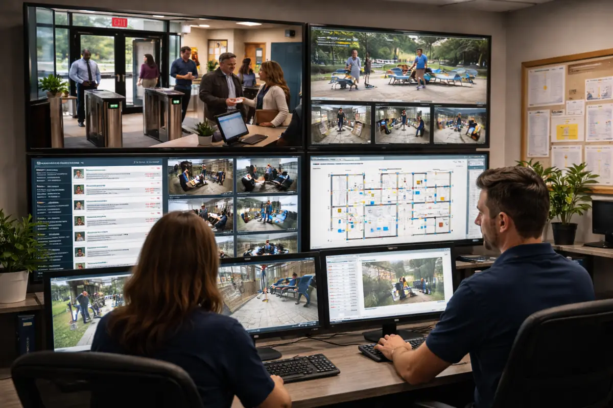 integrated school security systems combining surveillance access control and monitoring platforms
