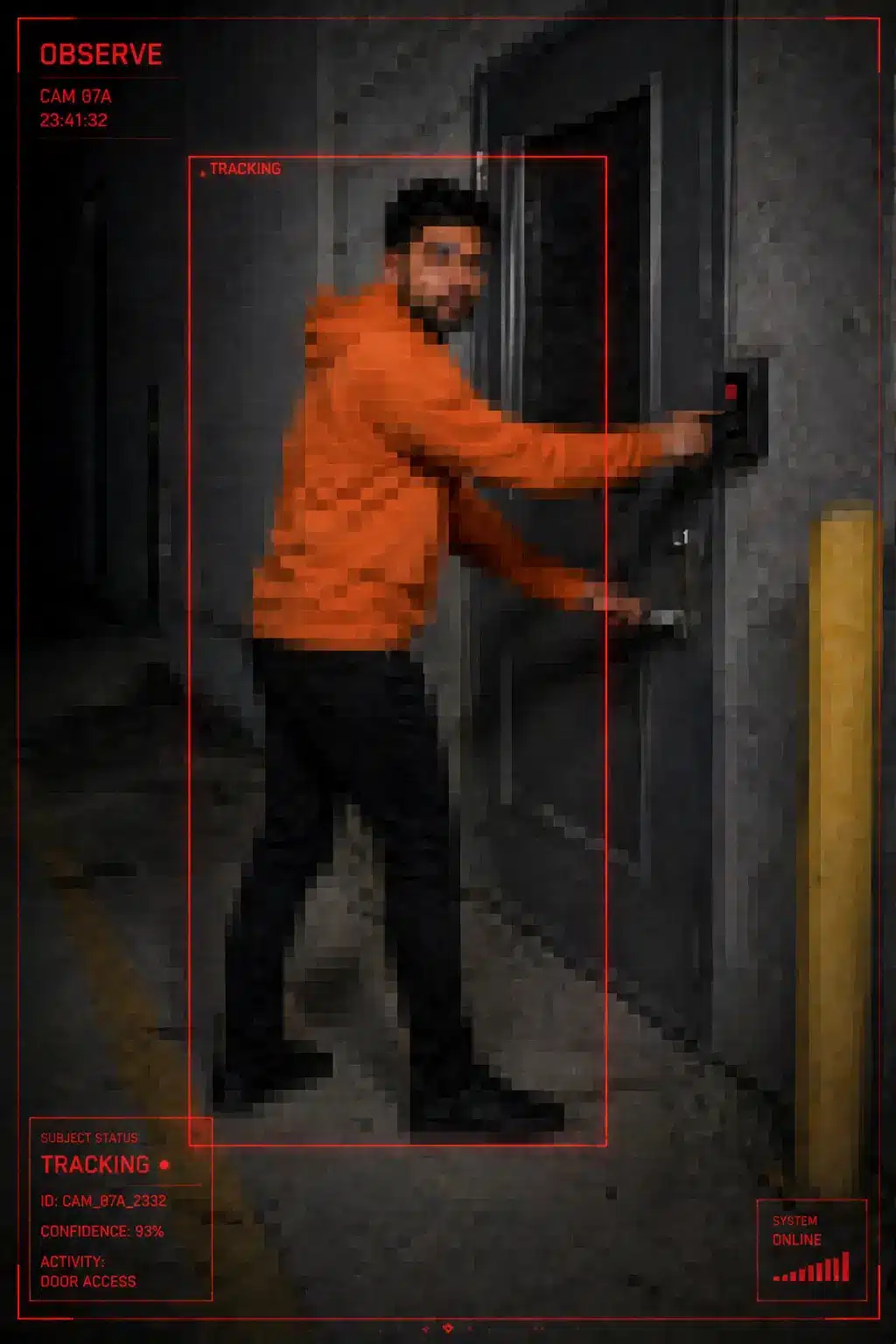 Commercial Security Camera Systems Chicago, IL | Umbrella Security 25 Observe level AI video alert showing clothing details of a suspect in commercial surveillance video
