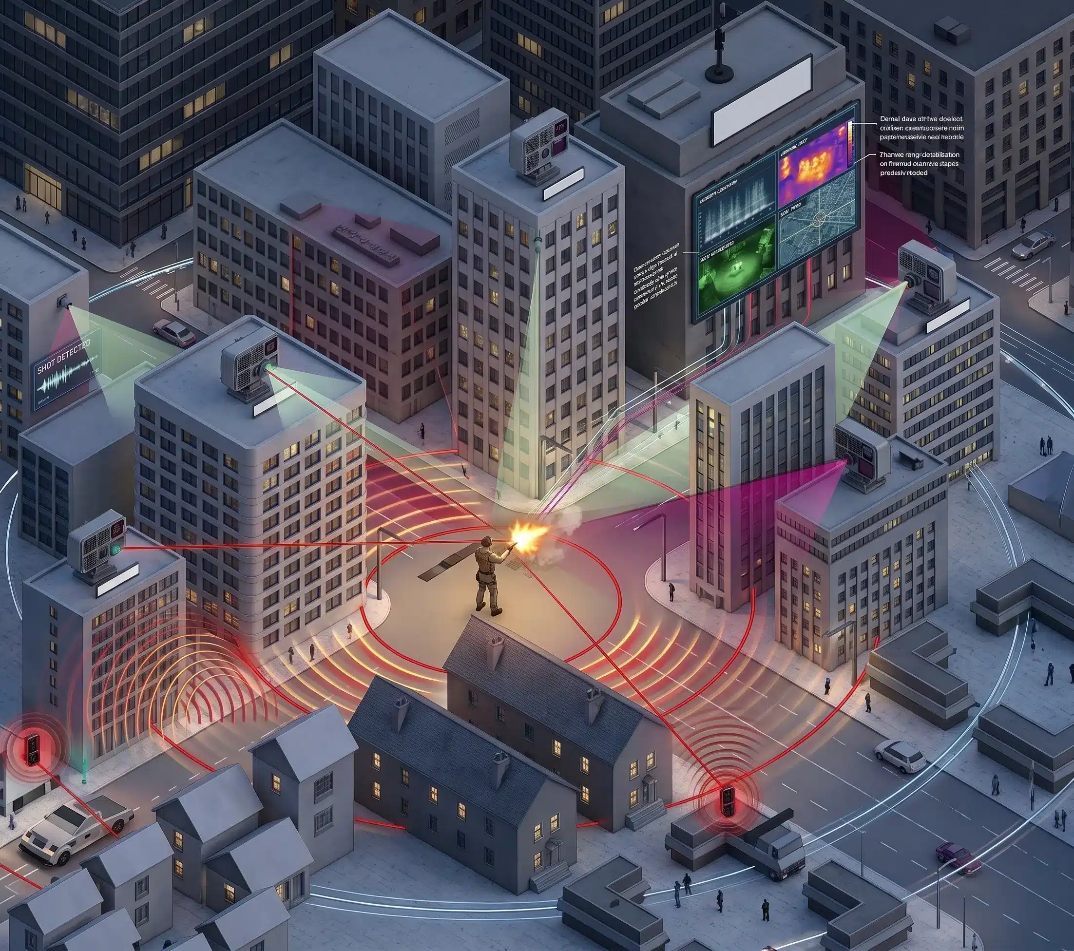 Outdoor gunshot detection systems for campuses parking areas and public spaces