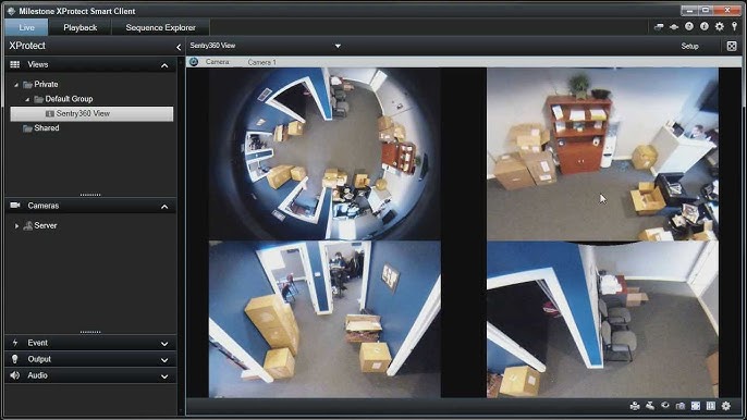 Thomas Carnevale | Security Technology Pioneer, Speaker & Consultant 5 Sentry360 dewarping SDK integrated into Milestone XProtect showing panoramic and dewarped surveillance views