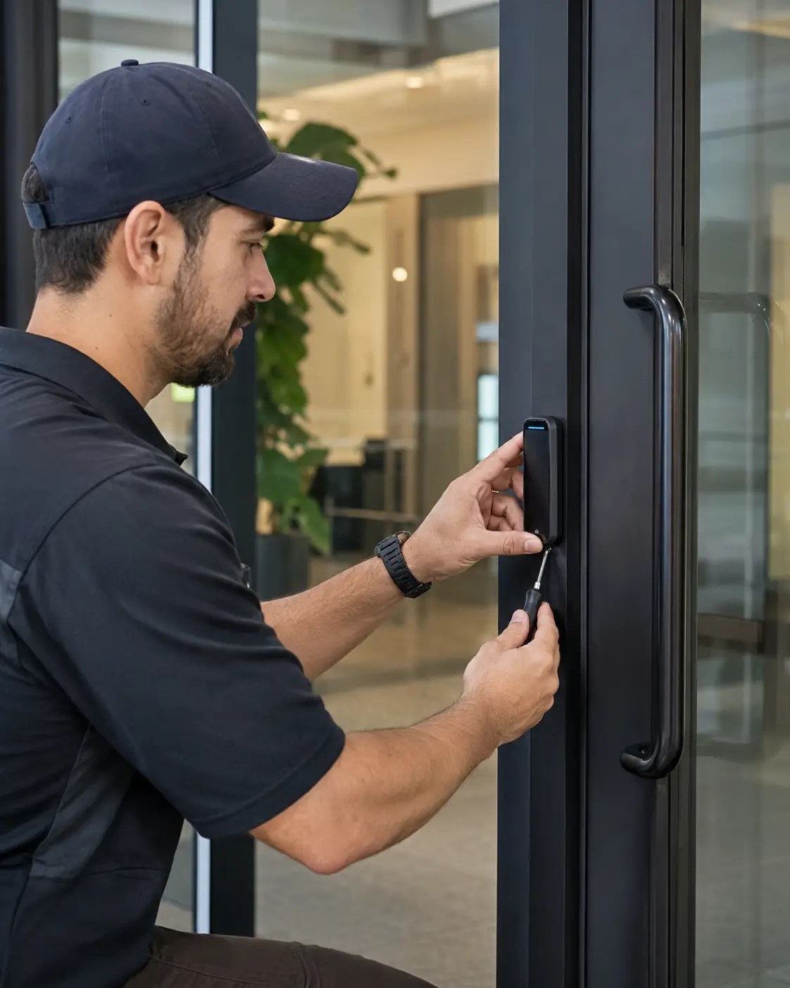 Avigilon Alta / Openpath Access Control Field Testing Commercial security technician evaluating Avigilon Alta Openpath access-control hardware, reader behavior, support path, and installation readiness