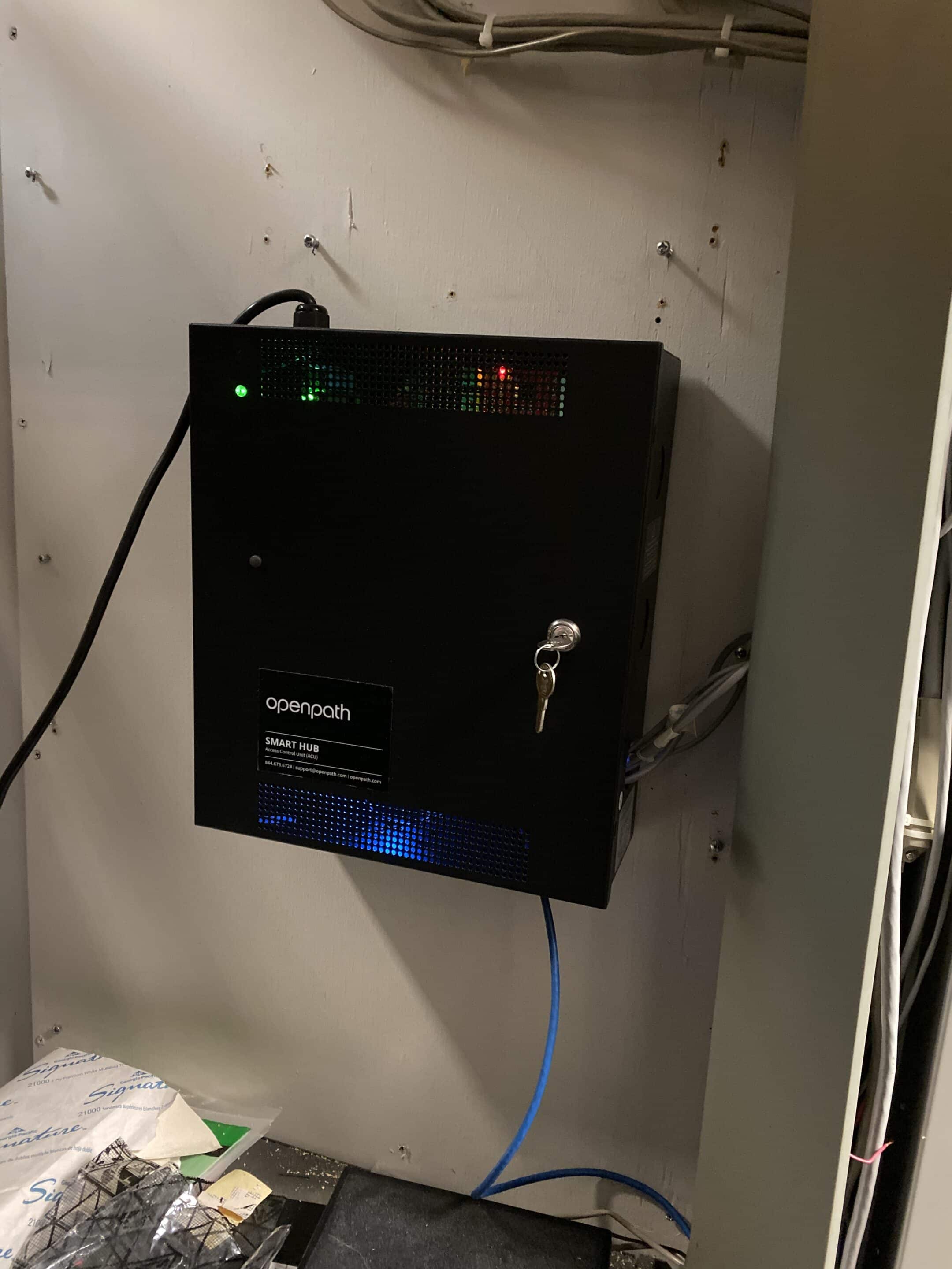 Avigilon Alta / Openpath Door Controller Hub Installation Avigilon Alta Openpath multi-door access-control controller cabinet installed for a commercial deployment