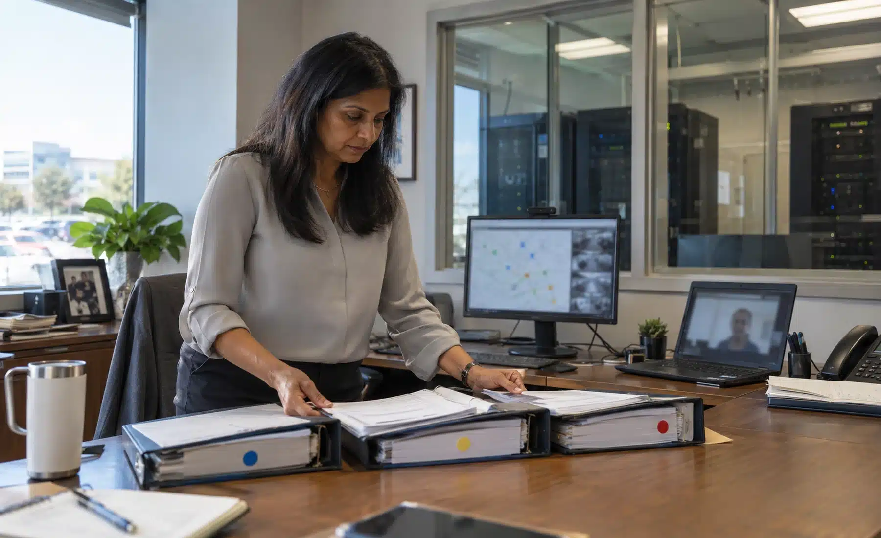 Milestone XProtect VMS Review: What We’ve Learned in the Field 5 Facilities leader reviewing surveillance operations across multiple commercial sites